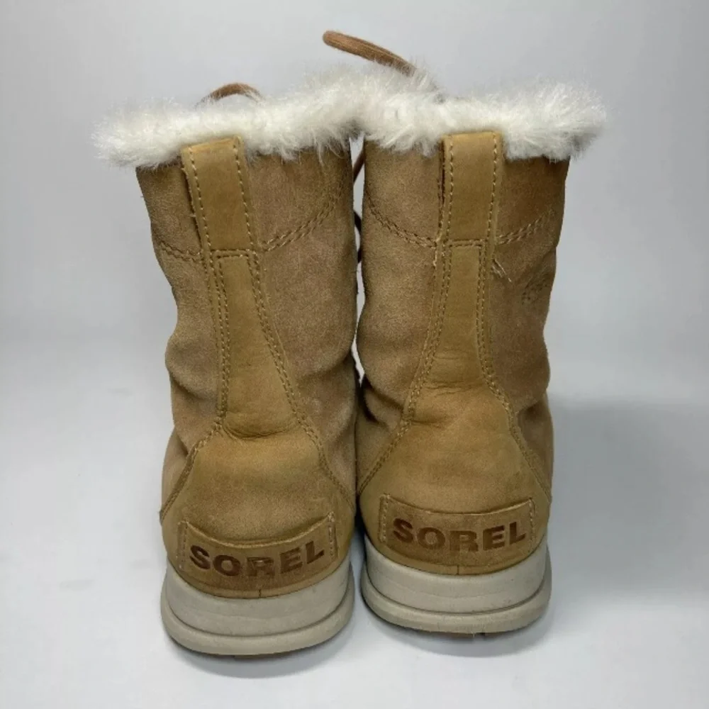 Sorel Explorer Next Joan Boots Womens 10 Waterproof Tan Suede faux fur lining